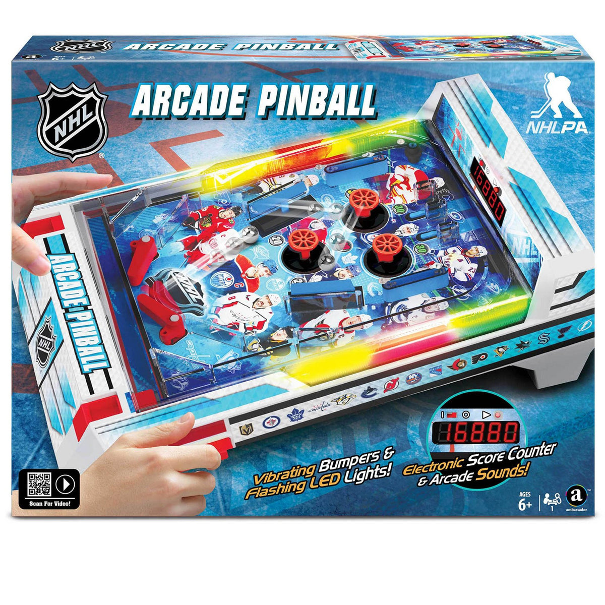 Ambassador Games: NHL Arcade Pinball - Light & Sound Tabletop Sports Game,Age 6+