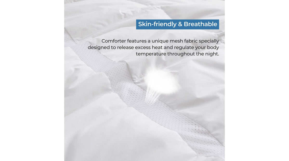 Puredown Lightweight Breathable Cooling 75% White Down Comforter Duvet Insert, Oversized Blanket, White, Full/Queen