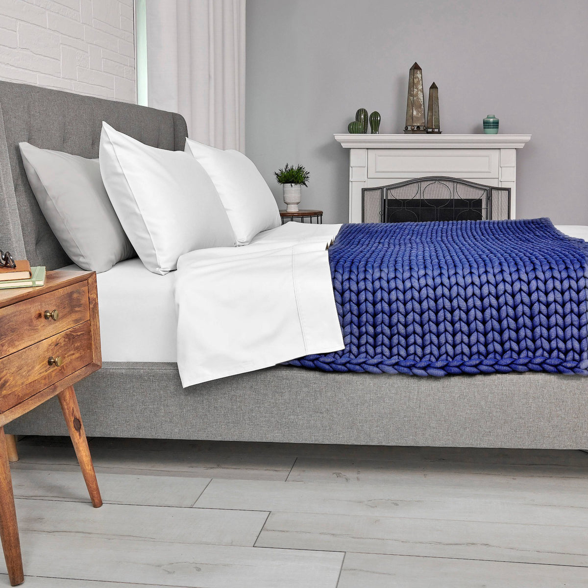 48"x72" 12lbs Chunky Knit Weighted Blanket Blue - Tranquility