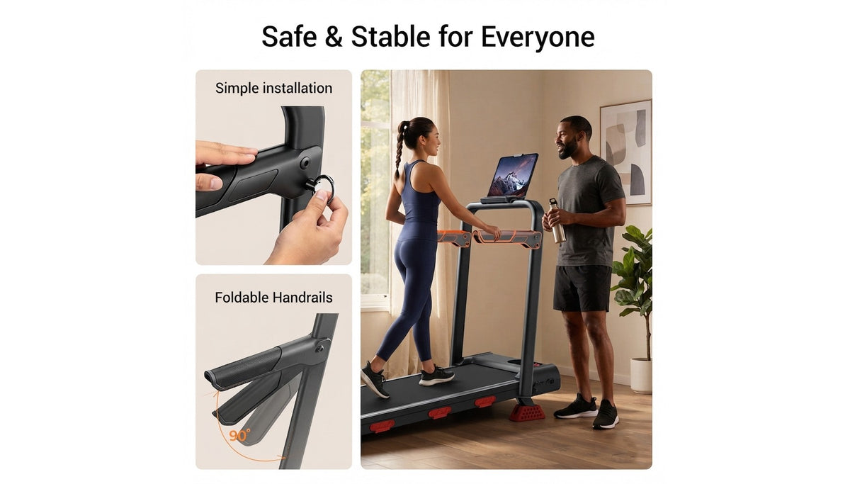 KikiBriz 2-in-1 Folding Treadmill Walking Pad with Adjustable Handlebar, 0.5-6.5 MPH, Under Desk Walking Pad, 6-Level Height Adjustment (BLACK)