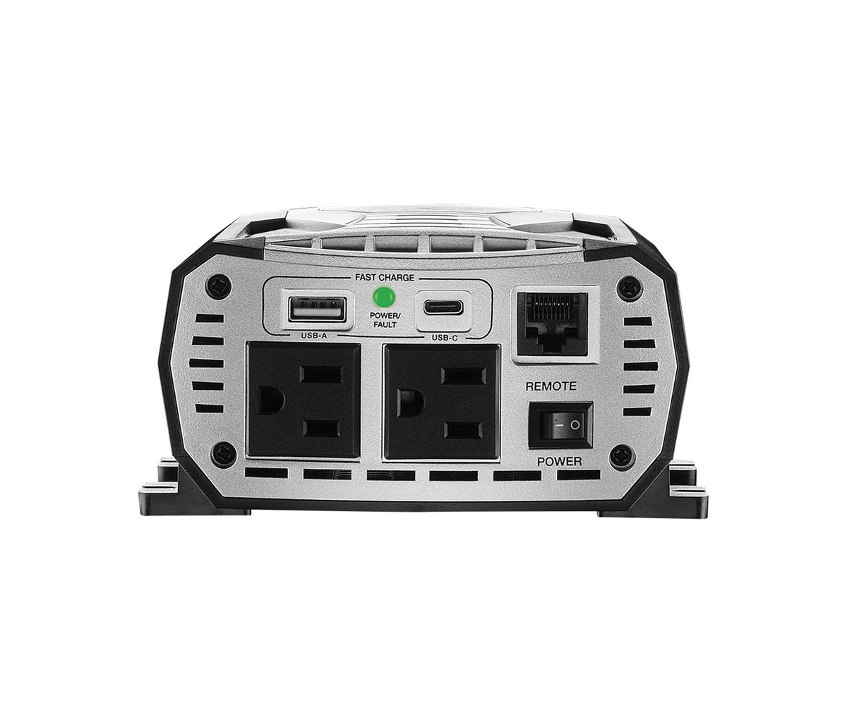 Cobra® 2-AC Outlet and 2-USB Port 500-Continuous-Watt Vehicle Power Inverter with 12-Volt Adapter Cord and Battery Power Cables, CPI500W