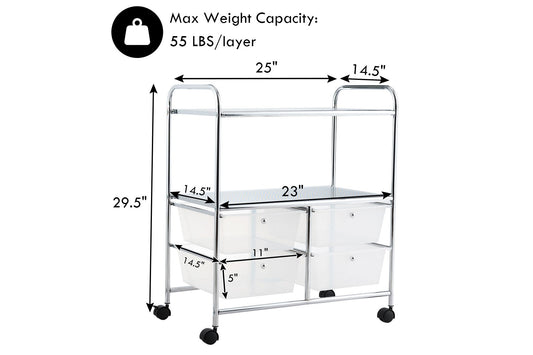 Costway 4Drawer Rolling Storage Cart Shelf Scrapbook Paper Office School Organizer Black White