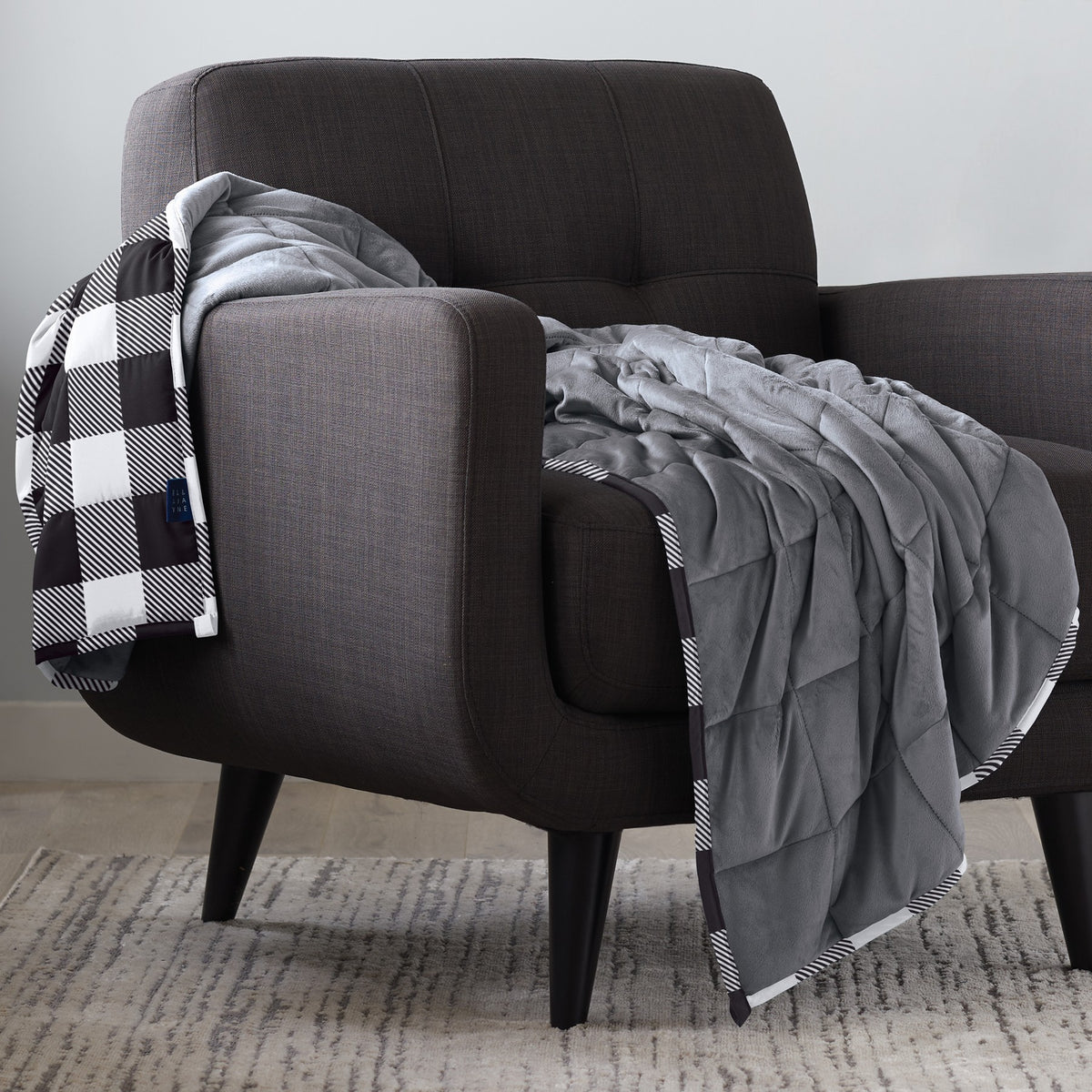 Ella Jayne Weighted Blanket, 12lb - Black/White - 12 lb