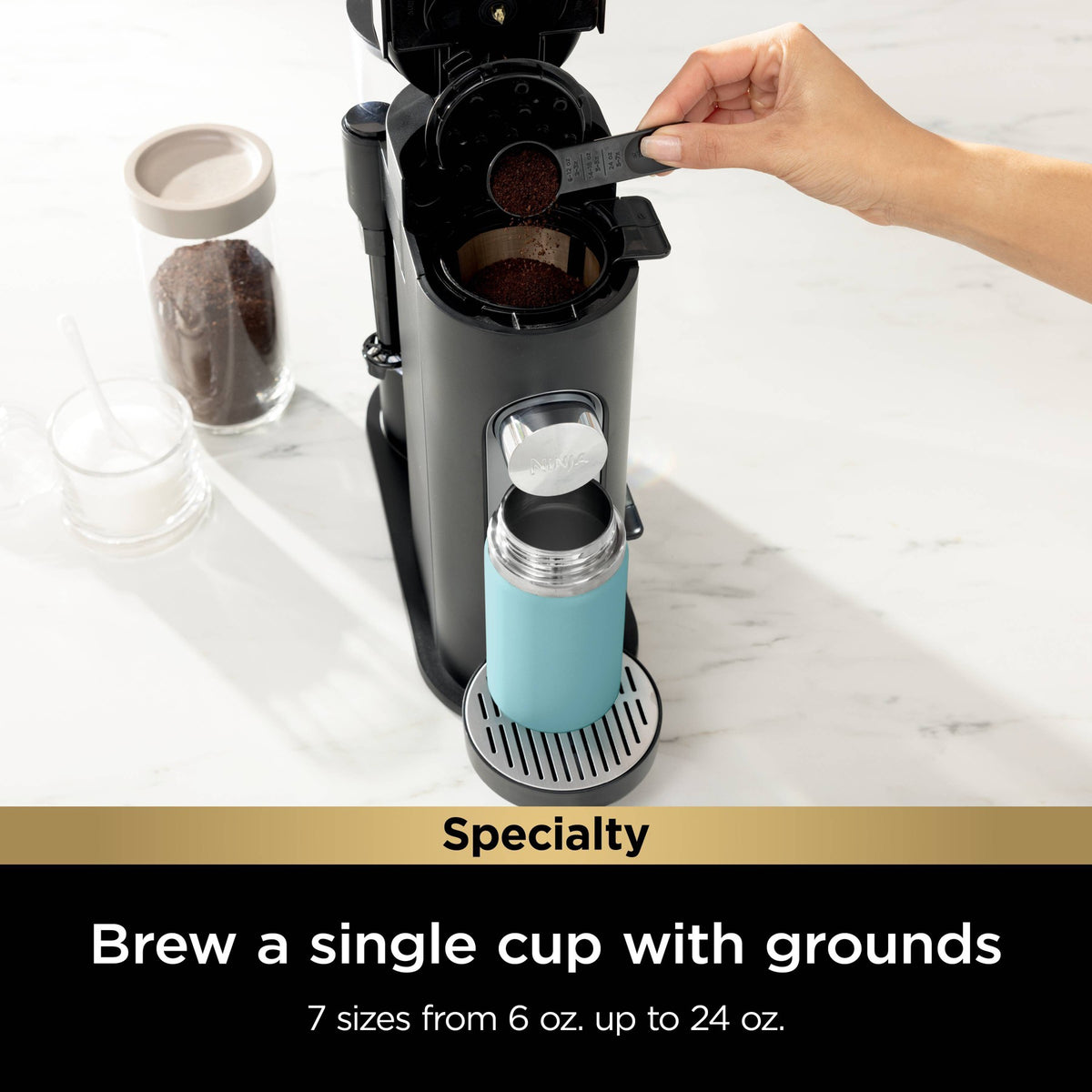 Ninja Single-Serve Pods & Grounds Coffee Maker with Integrated Milk Frother Black : Iced Coffee System