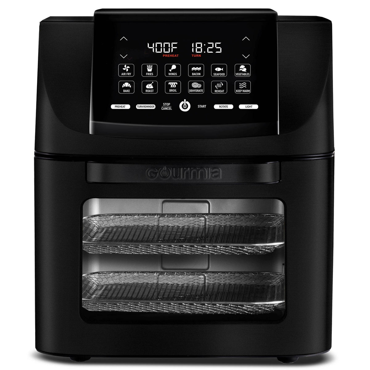 Gourmia 14qt All-in-One Digital Air Fryer, Oven, Rotisserie & Dehydrator GAF1230: Stainless Steel, 1550W, Dishwasher-Safe Parts