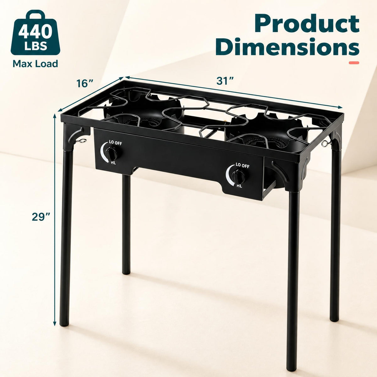 Costway Double Burner Gas Propane Cooker 160000 BTU Outdoor Picnic Stove Stand BBQ Grill