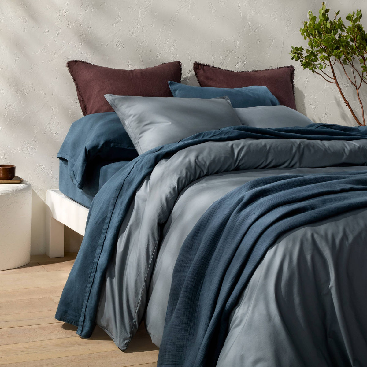 Full/Queen Rayon from Bamboo Blend Matelasse Blanket Dark Mineral Blue - Casaluna™