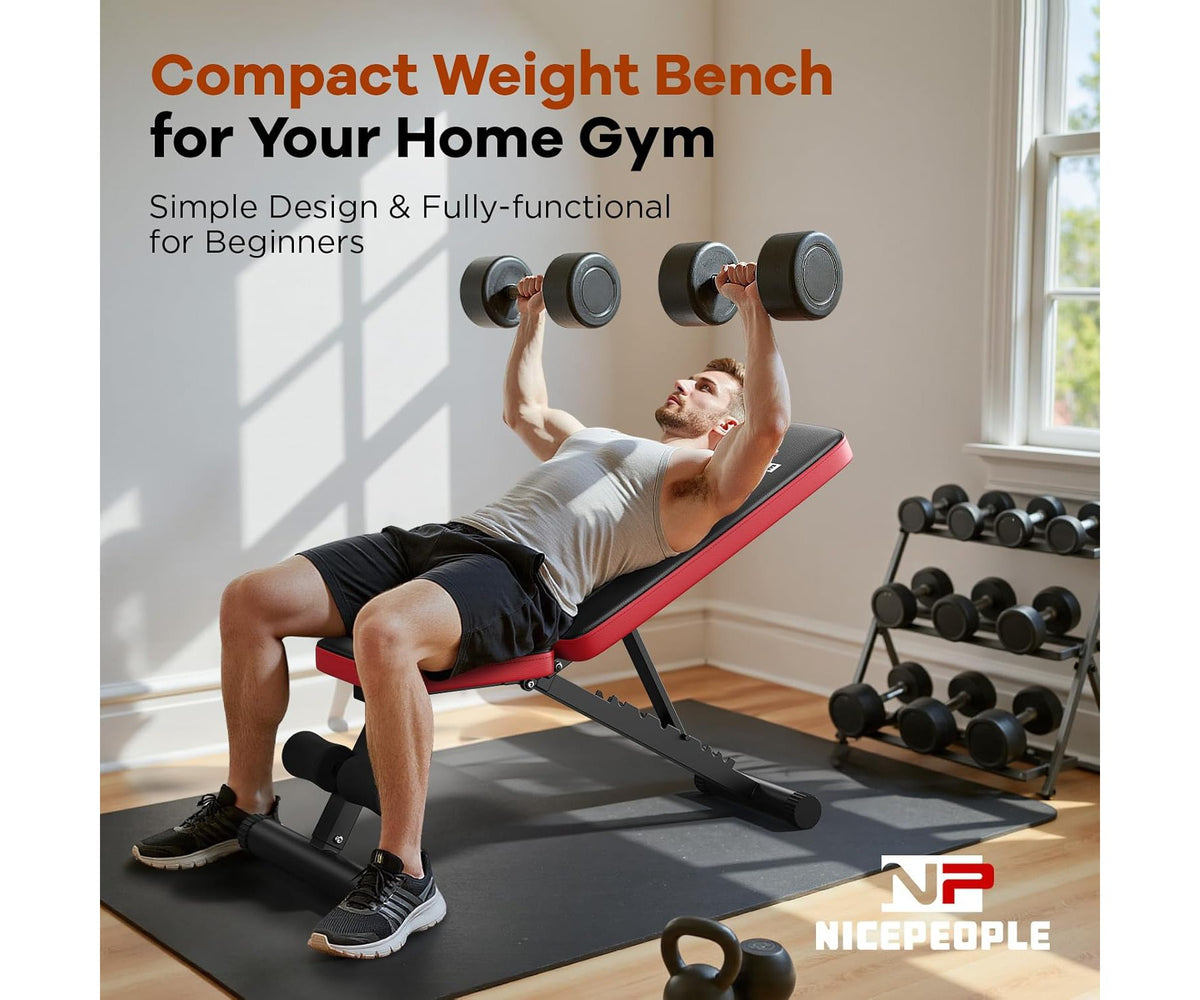FED FITNESS Basic Adjustable Weight Bench for Home Gym, Foldable Workout Bench with 8 Backrests, 660LBS Weight Capacity