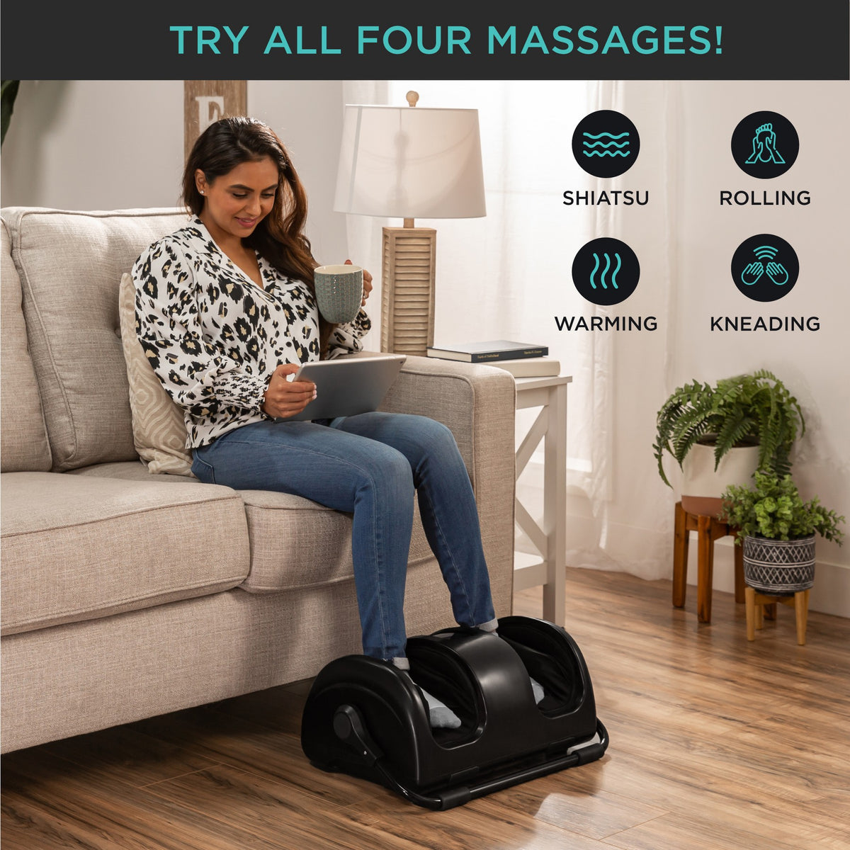 Best Choice Products Foot Massager Machine, Therapeutic Reflexology Massager w/ High-Intensity Rollers - Black