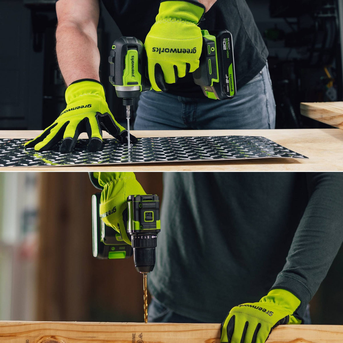 Greenworks POWERALL 24V Cordless Brushless Drill/Impact Driver with 2 Batteries of 2.0Ah and Charger