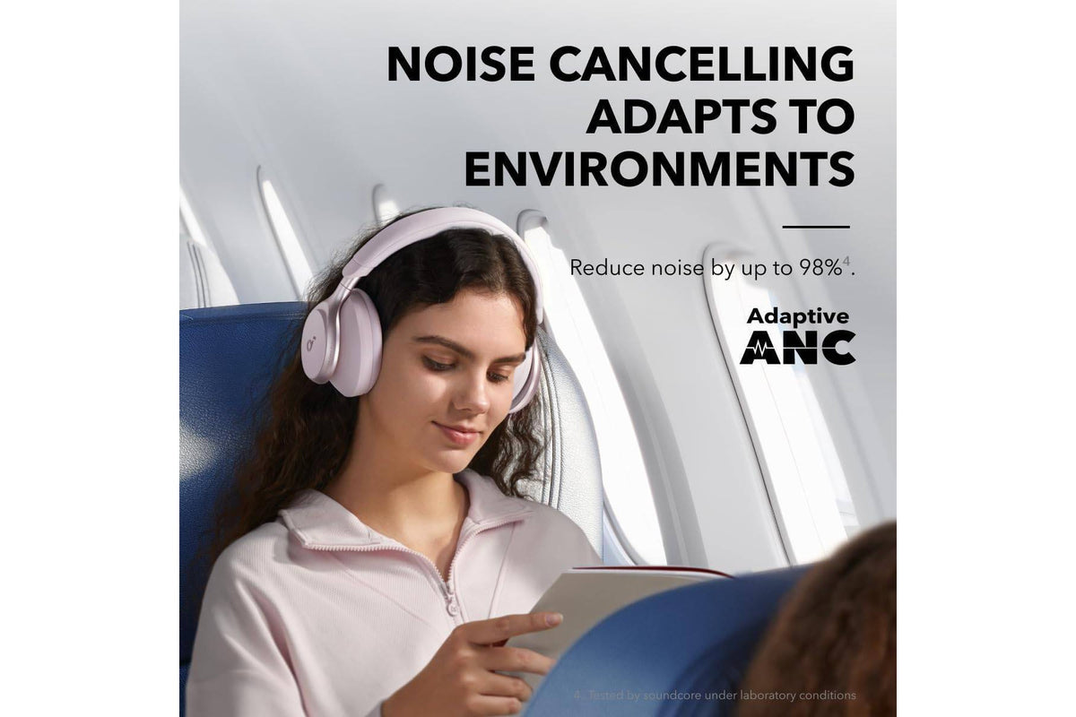 Anker Soundcore Space One Over-Ear Hi-Res Bluetooth Headphones with Adaptive Noise Cancelling and 40H of ANC Playtime - Pink