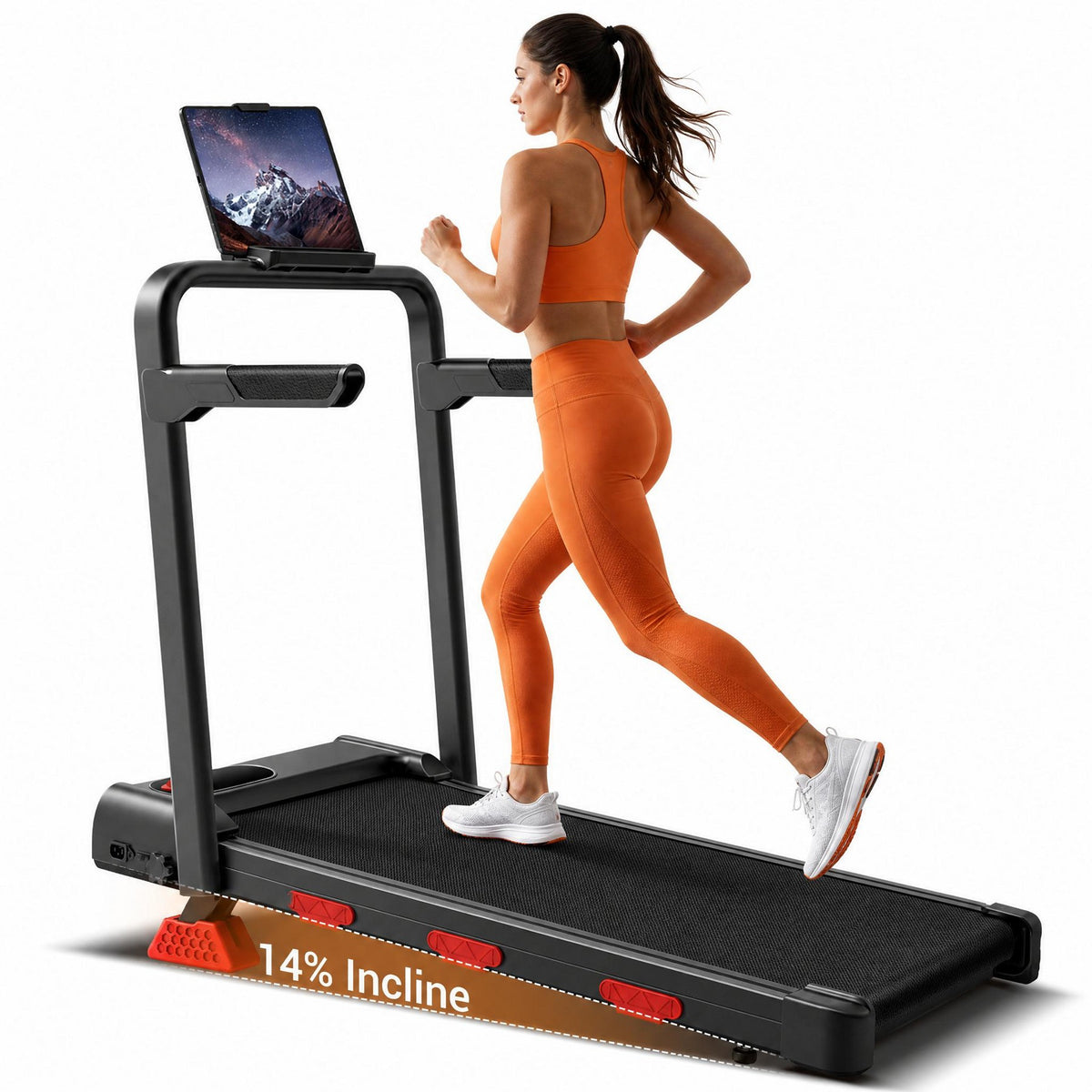 KikiBriz 2-in-1 Folding Treadmill Walking Pad with Adjustable Handlebar, 0.5-6.5 MPH, Under Desk Walking Pad, 6-Level Height Adjustment (BLACK)