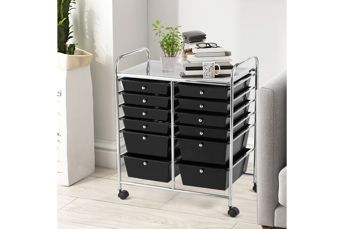 Costway 12 Drawers Rolling Cart Storage Scrapbook Paper Studio Organizer Bins Black