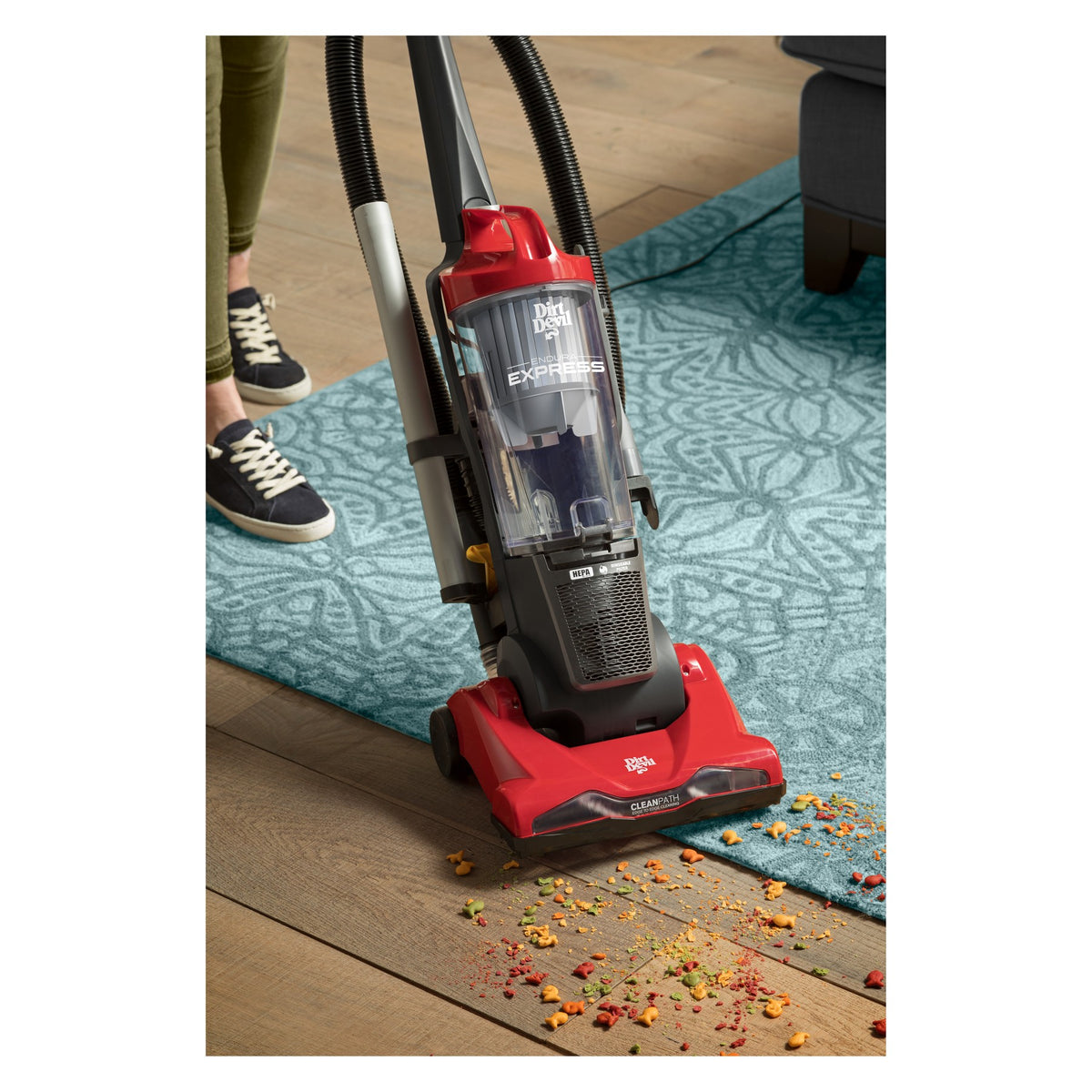 Dirt Devil Endura Express Bagless Compact Upright Vacuum Cleaner UD70171 Red: Lightweight, Motorized Brush Roll, 20ft Cord