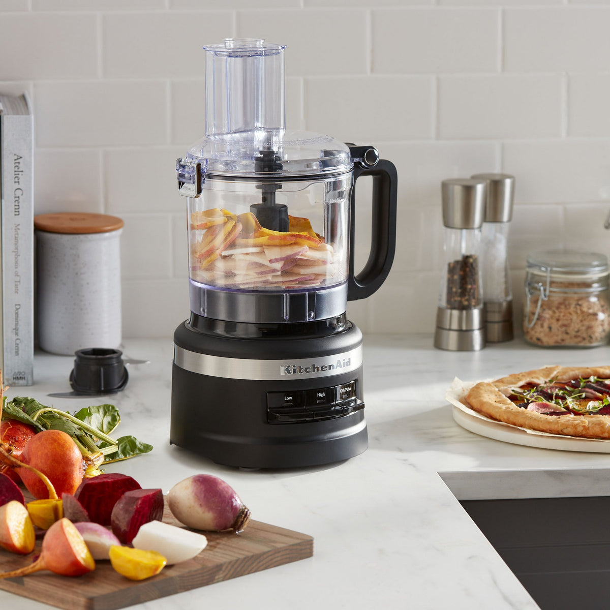 KitchenAid 7 Cup Food Processor - Black - KFP0718BM: Grinds, Chops, Shreds, Mixes, Blends, 3 Speeds, Dishwasher-Safe