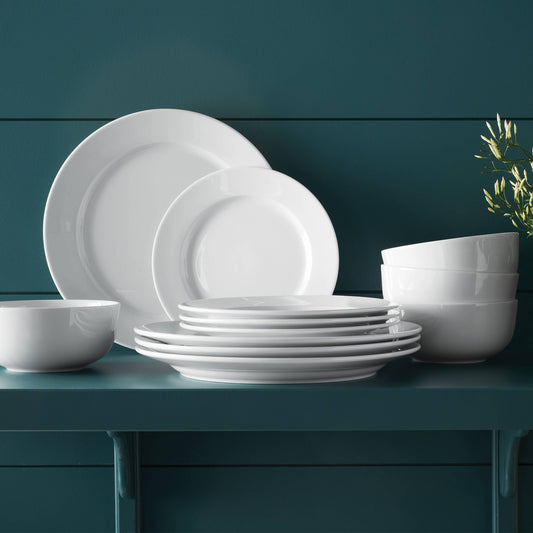 12pc Porcelain Round Rim Dinnerware Set - Threshold™