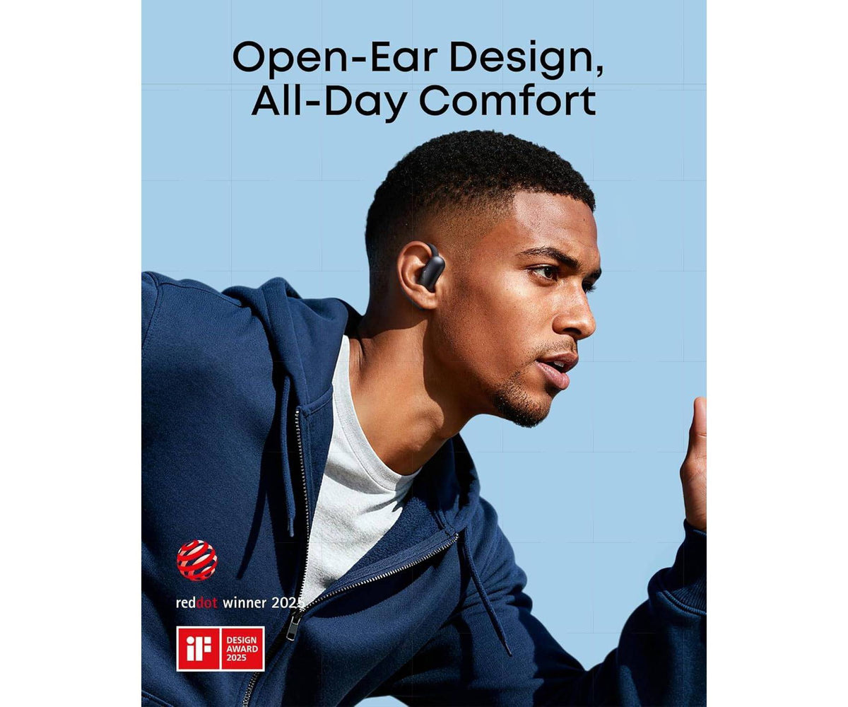 Anker Soundcore AeroFit 2 Open-Ear Hi-Res Bluetooth Wireless Earbuds with Adjustable Ear Hooks for All-Day Comfort- Black