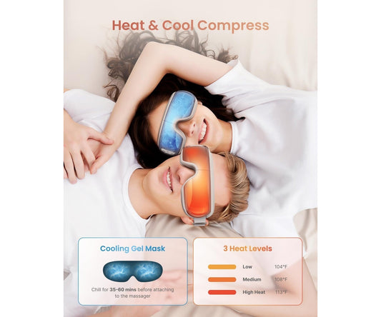 RENPHO Eyeris 3 Eye Massager with Heat & Cooling, Voice Control, Vibration & 3 Level Pressure Massage, Bluetooth Music, Rose