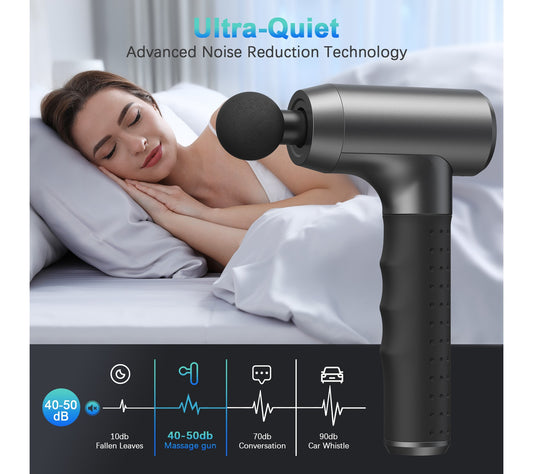 Deep Tissue Percussion Massage Gun 3200 RPM with 8 Interchangeable Heads 4 Speeds Quiet Handheld Body Massager