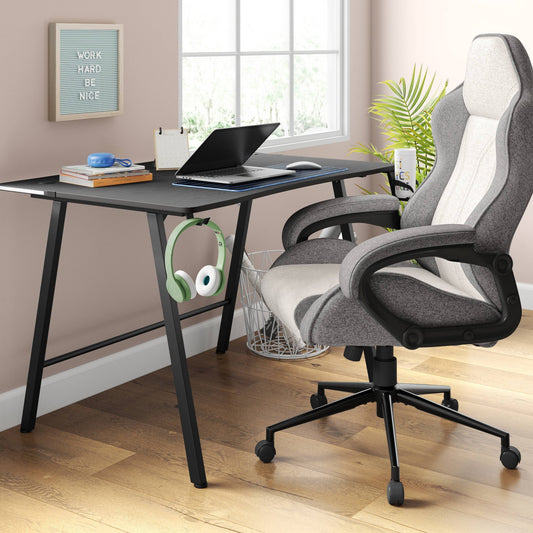 Gaming Desk with LED Lights and Headphone Holder Black - Room Essentials™