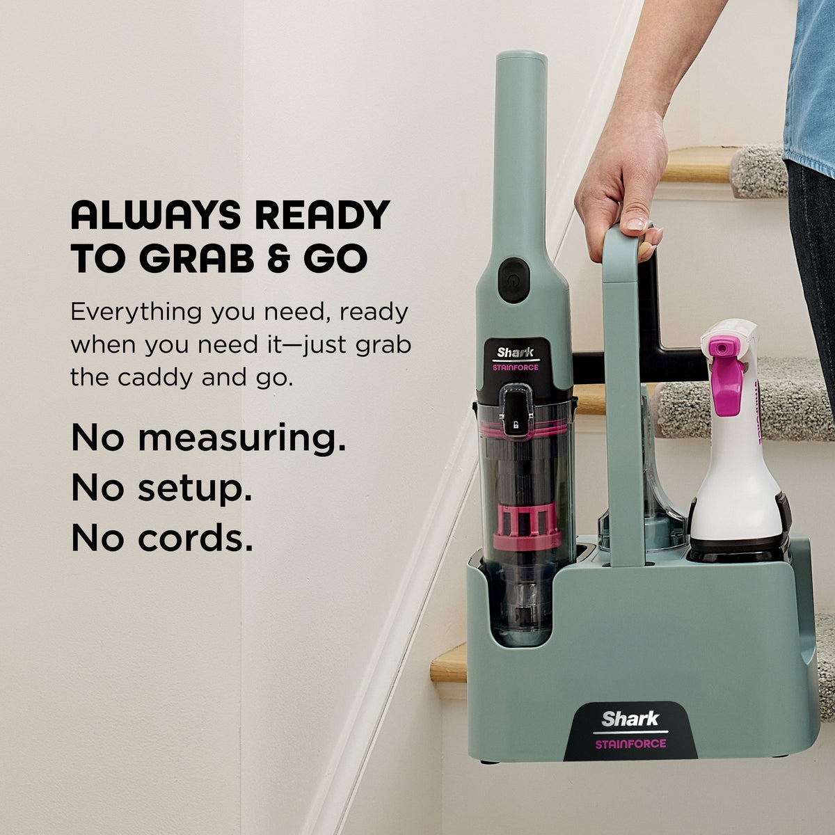 Shark StainForce Portable Cordless Spot & Stain Cleaner with Dual-Activated Cleaning Solution HX101 Gray