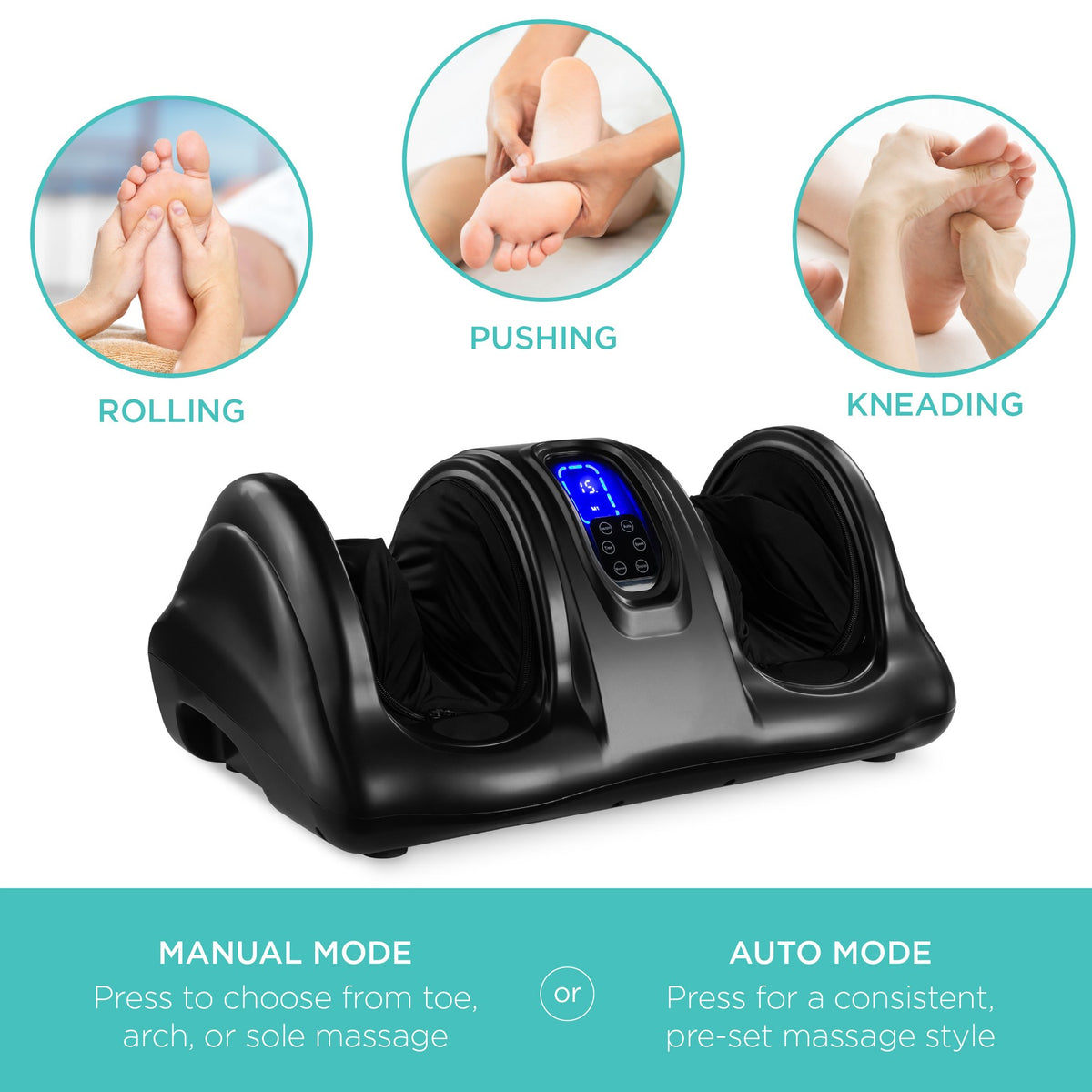 Best Choice Products Therapeutic Kneading & Rolling Shiatsu Foot Massager w/ High Intensity Rollers, Remote - Black
