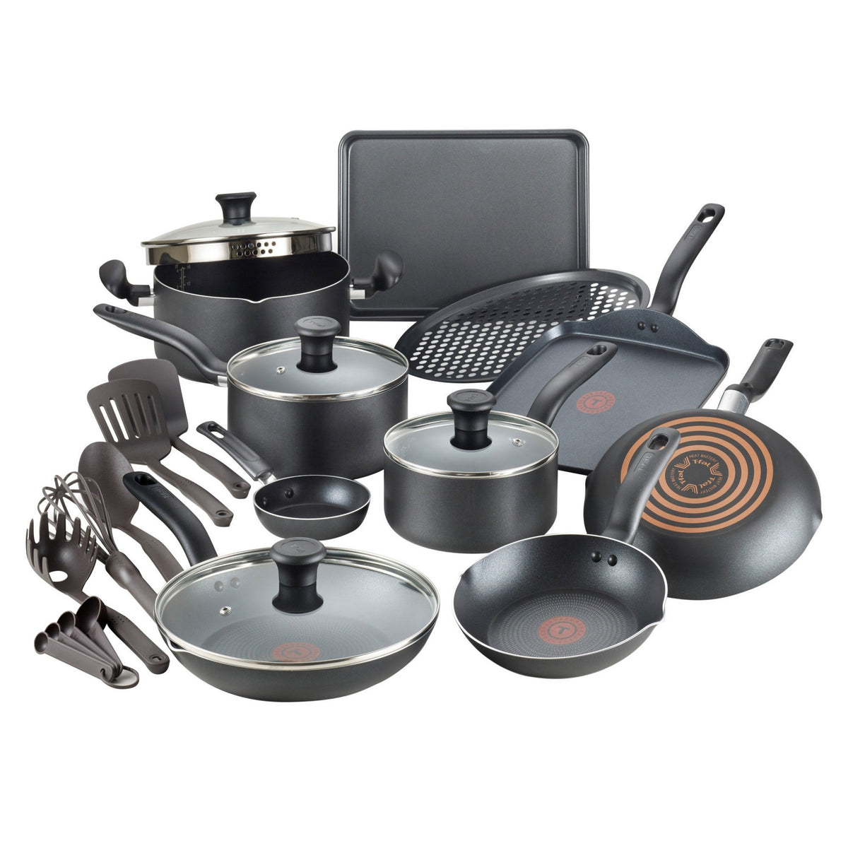 T-fal 20pc Simply Cook Nonstick Cookware Set Black