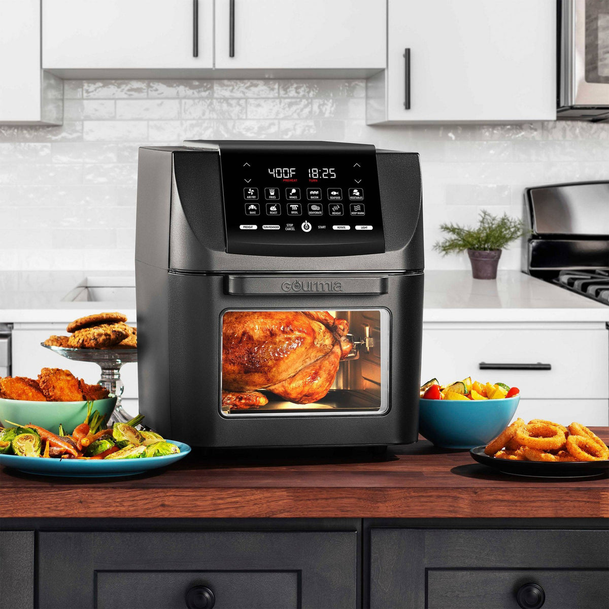 Gourmia 14qt All-in-One Digital Air Fryer, Oven, Rotisserie & Dehydrator GAF1230: Stainless Steel, 1550W, Dishwasher-Safe Parts