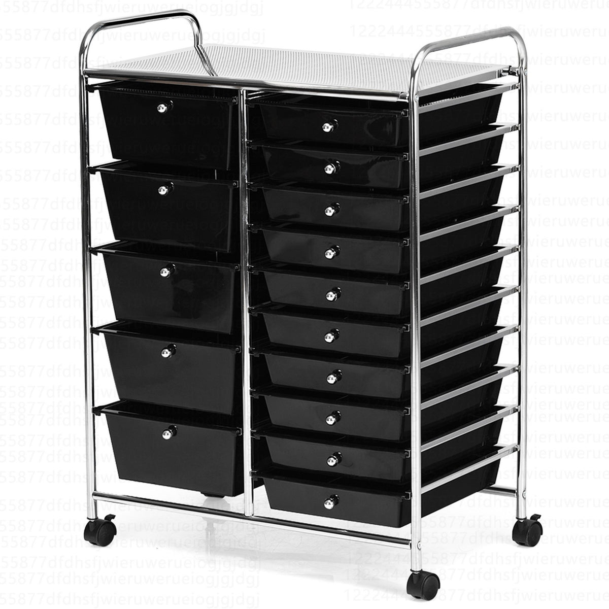 Costway 15 Drawer Art & Craft Rolling Storage Cart Tools Scrapbook Paper Office School Organizer Black