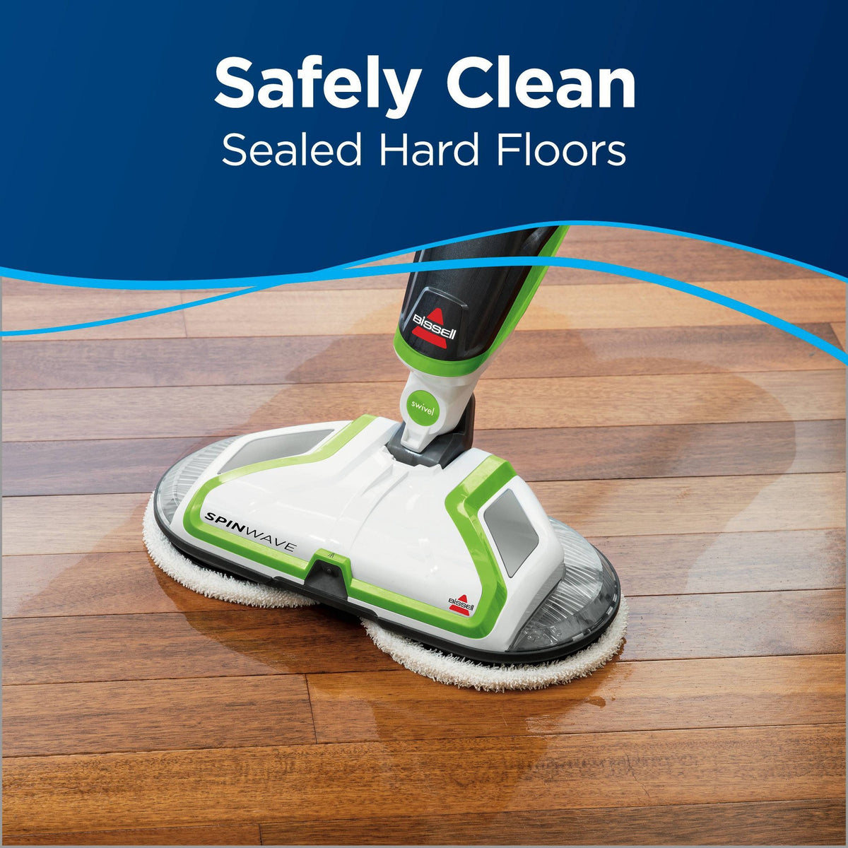 BISSELL SpinWave Hard Floor Spin Mop 2039A 14" Cleaning Path Black