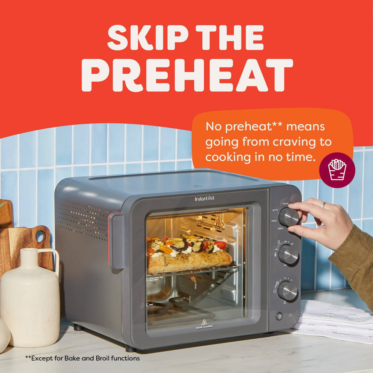 Instant Pot InstantHeat 4 Slice Air Fryer Toaster Oven, 7-in-1, No Preheat Required Air Fry, Bake, Toast, Roast, Broil, Warm, and Make Pizza