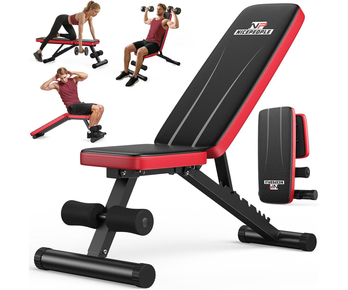 FED FITNESS Basic Adjustable Weight Bench for Home Gym, Foldable Workout Bench with 8 Backrests, 660LBS Weight Capacity