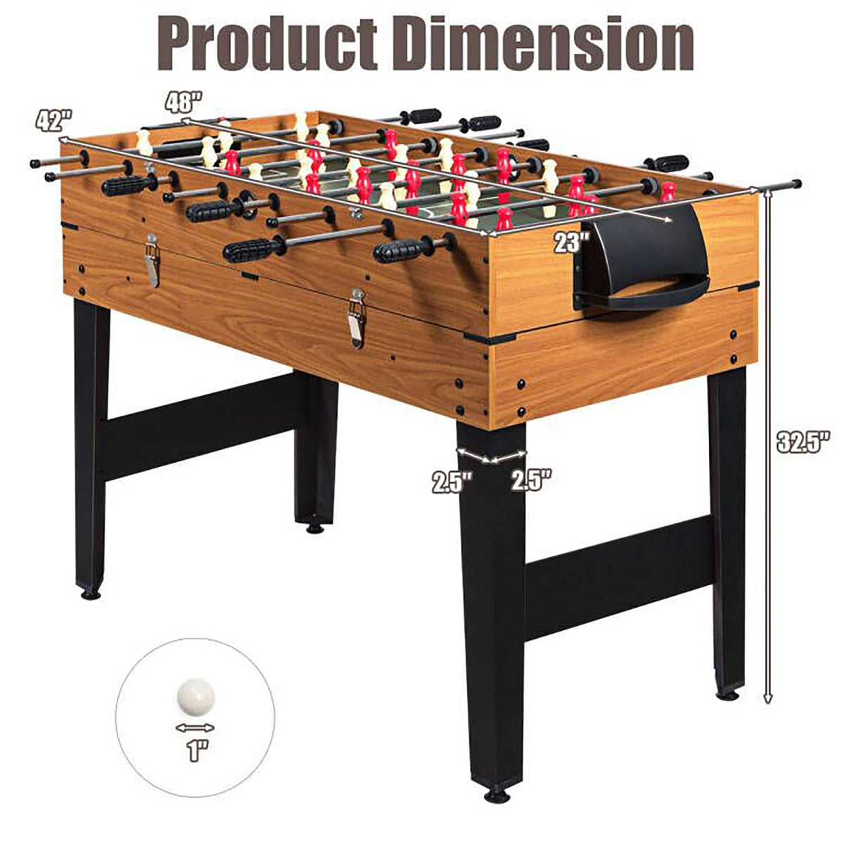 Costway 48'' 3-In-1 Multi Combo Game Table Foosball Soccer Billiards Pool Hockey For Kids
