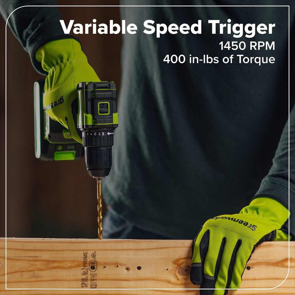Greenworks POWERALL 24V Cordless Brushless Drill/Impact Driver with 2 Batteries of 2.0Ah and Charger