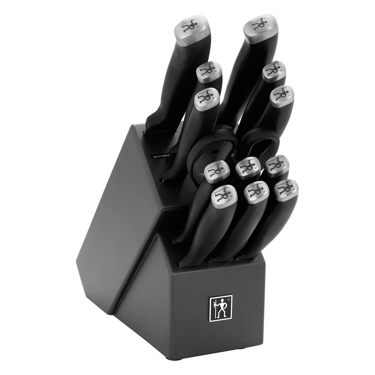 Henckels Silvercap 14 Piece Knife Set with Block, Chef Knife, Paring Knife, Utility Knife, Bread Knife, Steak Knife, Black, Stainless Steel