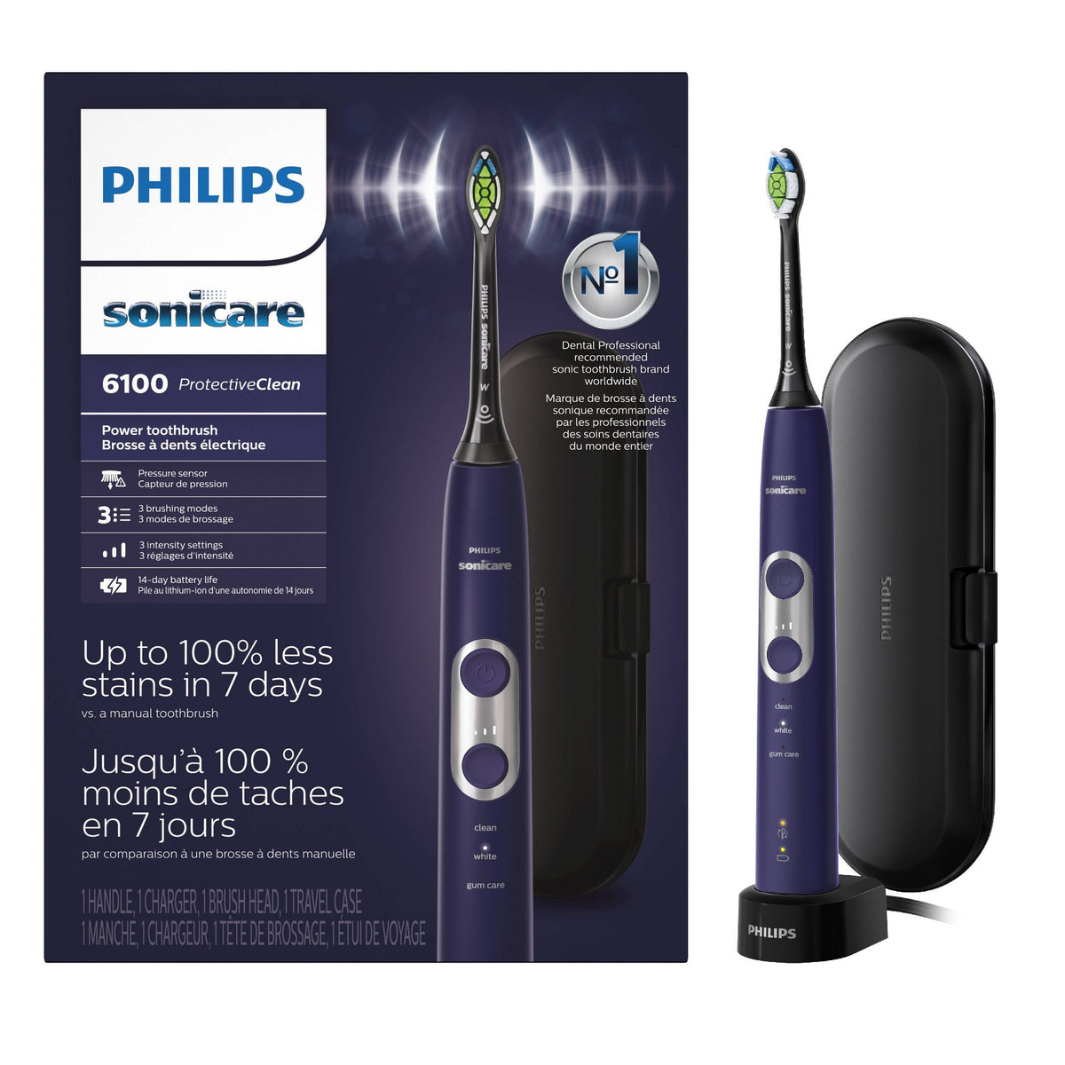 Philips Sonicare ProtectiveClean 6100 Whitening Rechargeable Electric Toothbrush HX6471/03 - Purple