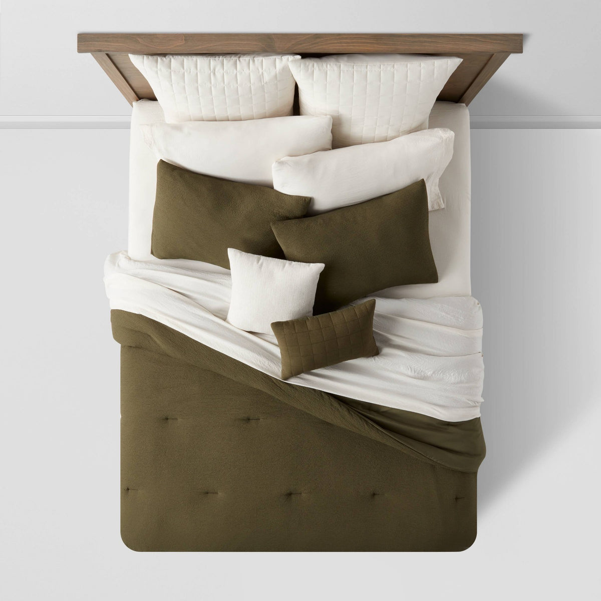 12pc Full Micro Texture Comforter & Sheet Bedding Set Dark Green - Threshold™: Polyester, OEKO-TEX Certified, Woven