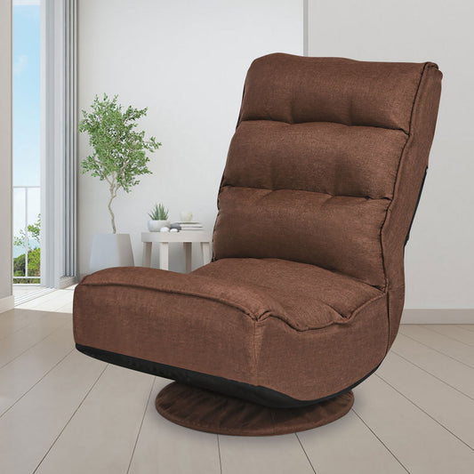 Costway 6-Position Folding Lazy Sofa Gaming Chair Fabric 360 Degree Swivel Coffee