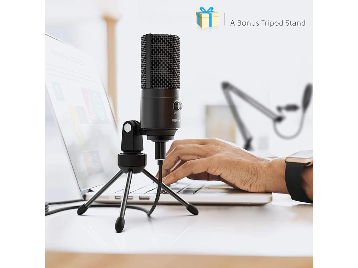 FIFINE Studio Condenser USB Microphone Computer PC Microphone Kit with Adjustable Scissor Arm Stand Shock Mount for Instruments Voice Overs Recording Podcasting YouTube Karaoke Gaming Streaming-T669