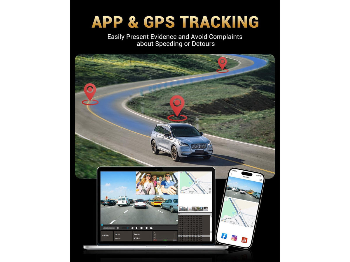 2.5K+1K Dual Dash Cam Front and Inside with GPS WiFi, 32GB Card, 24Hr Park