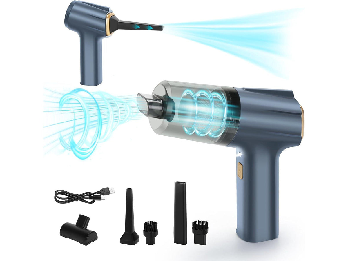 12000Pa Cordless Handheld Vacuum Cleaner, High Power Car Vacuum and Air Duster 2-in-1, Low Decibel Brushless Mini Vacuum with LED light and Multi-Nozzles, for Desk, Sewing Machine, Computer, Keyboard