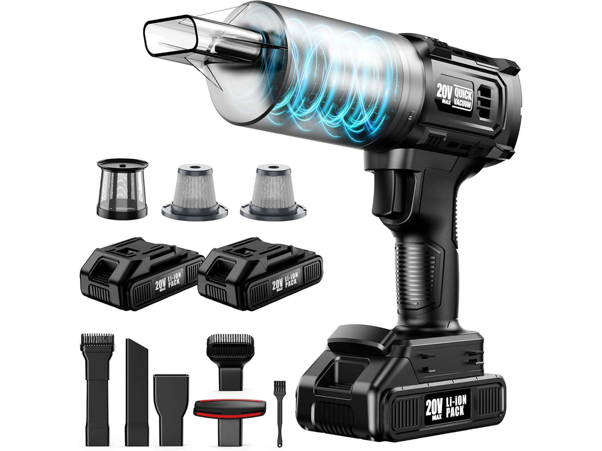 Car Vacuum Cordless, 35000PA Strong Suction Handheld Vacuum with 2 Detachable Batteries, 60Min Runtime Portable Vacuum Cleaner for Car Detailing, Pet Hair, Home Couch & Office, 350ML XL Dust Cup