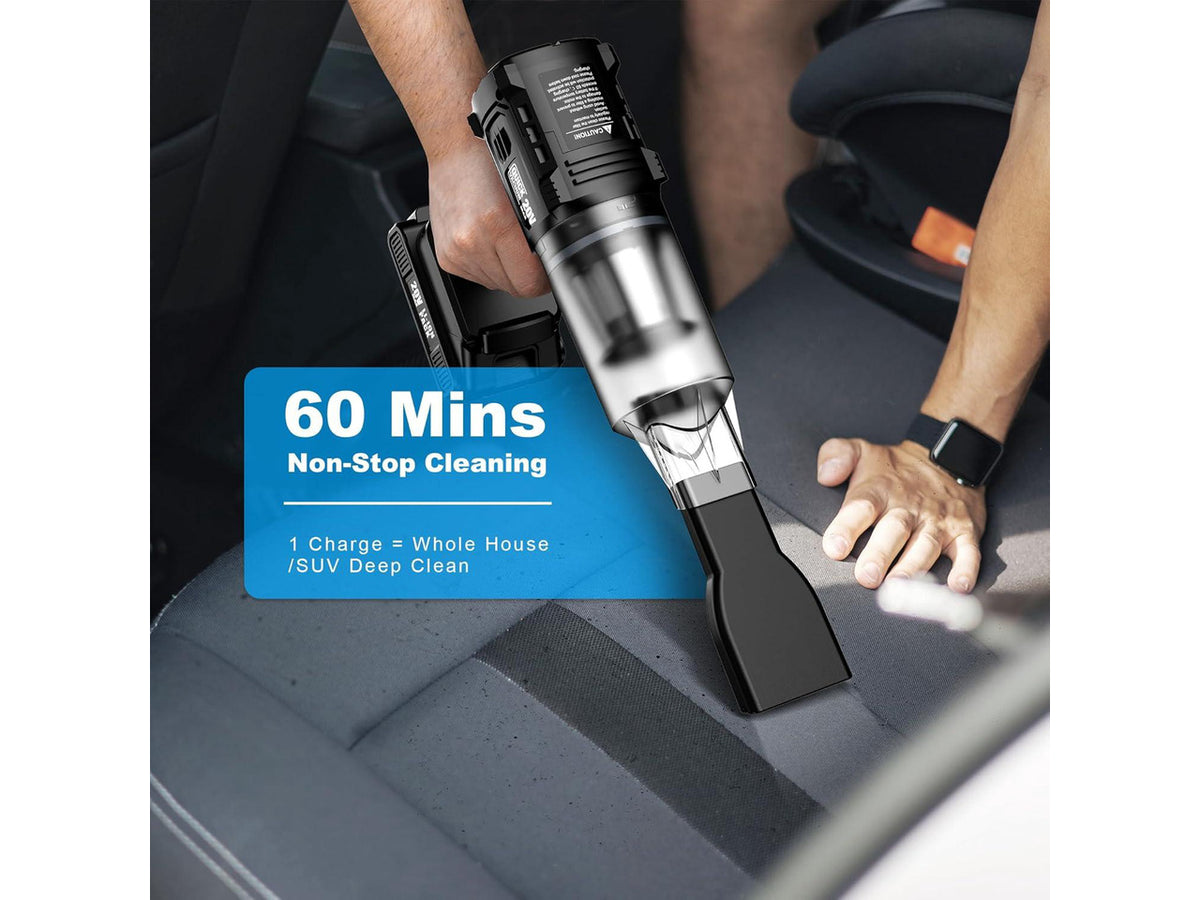 Car Vacuum Cordless, 35000PA Strong Suction Handheld Vacuum with 2 Detachable Batteries, 60Min Runtime Portable Vacuum Cleaner for Car Detailing, Pet Hair, Home Couch & Office, 350ML XL Dust Cup