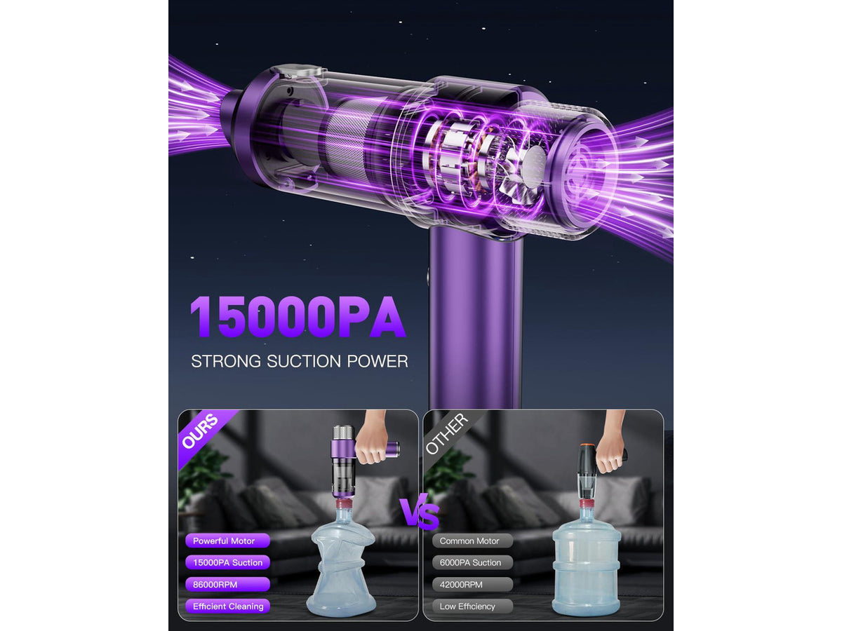 Handheld Car Vacuum Cleaner Cordless, 15000PA High Power Vacuum & Air Duster, 4-in-1 Portable Mini Vacuum with LED Light, Hand Held Vacuum Cleaner for Car Home Office