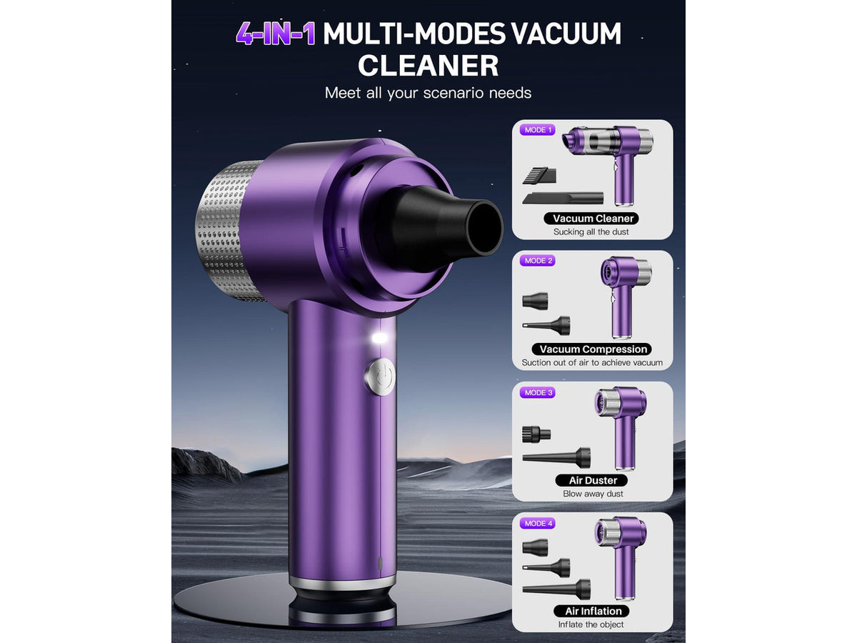 Handheld Car Vacuum Cleaner Cordless, 15000PA High Power Vacuum & Air Duster, 4-in-1 Portable Mini Vacuum with LED Light, Hand Held Vacuum Cleaner for Car Home Office