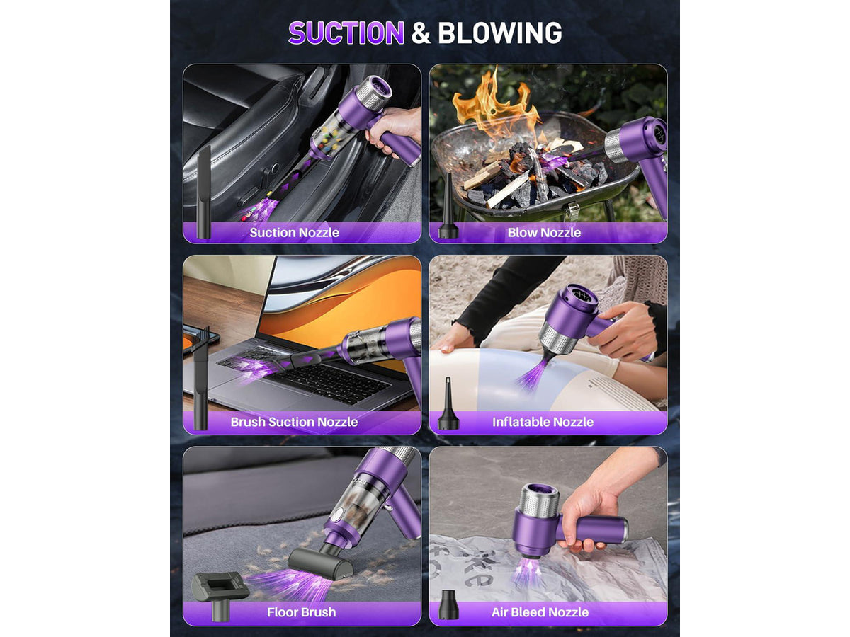 Handheld Car Vacuum Cleaner Cordless, 15000PA High Power Vacuum & Air Duster, 4-in-1 Portable Mini Vacuum with LED Light, Hand Held Vacuum Cleaner for Car Home Office