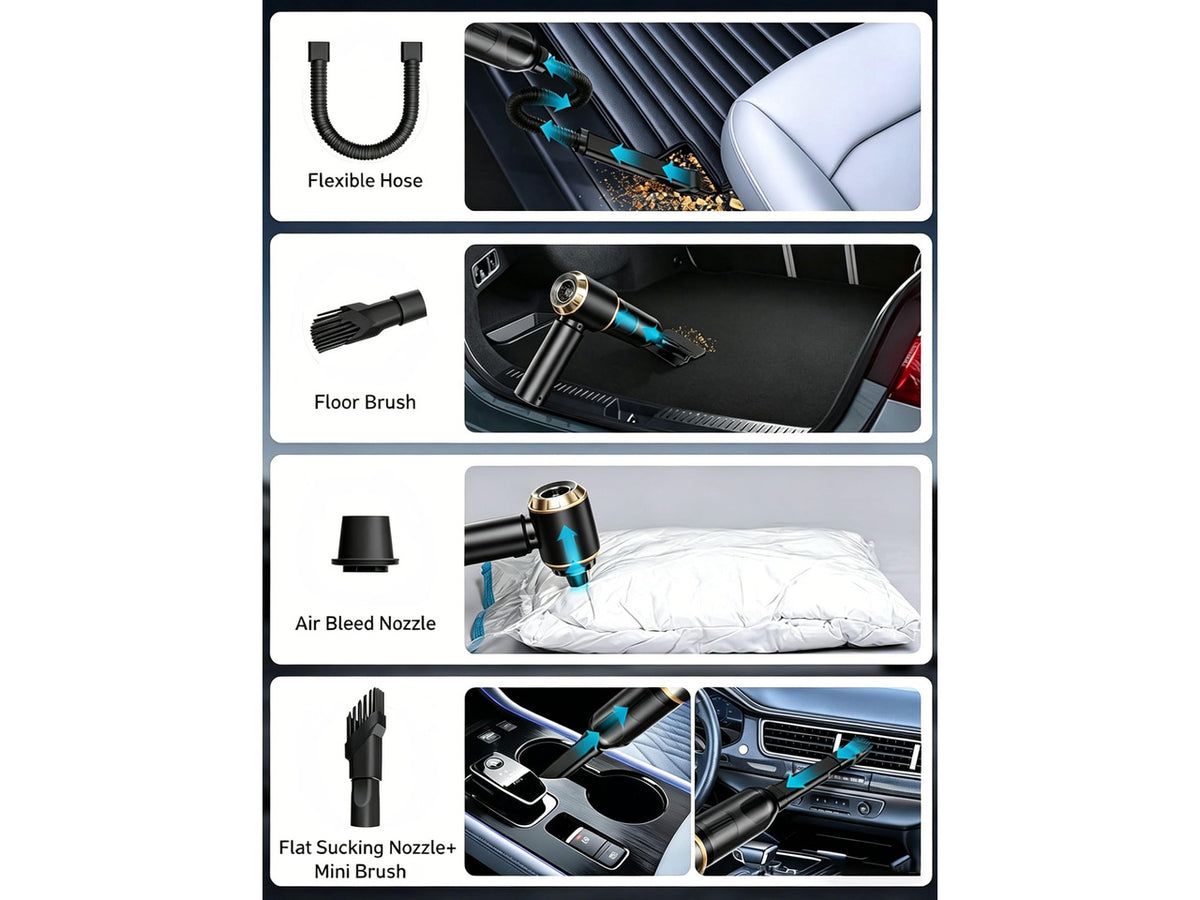 Handheld Car Vacuum Cleaner, 22000Pa Poratble Vacuum/Air Duster Super Power | 4-in-1 Cordless Vacuum Cleaner for Home Car Pet Hair , Rechargeable, Portable, 10 Multi-Nozzles, 3 Washable Filters