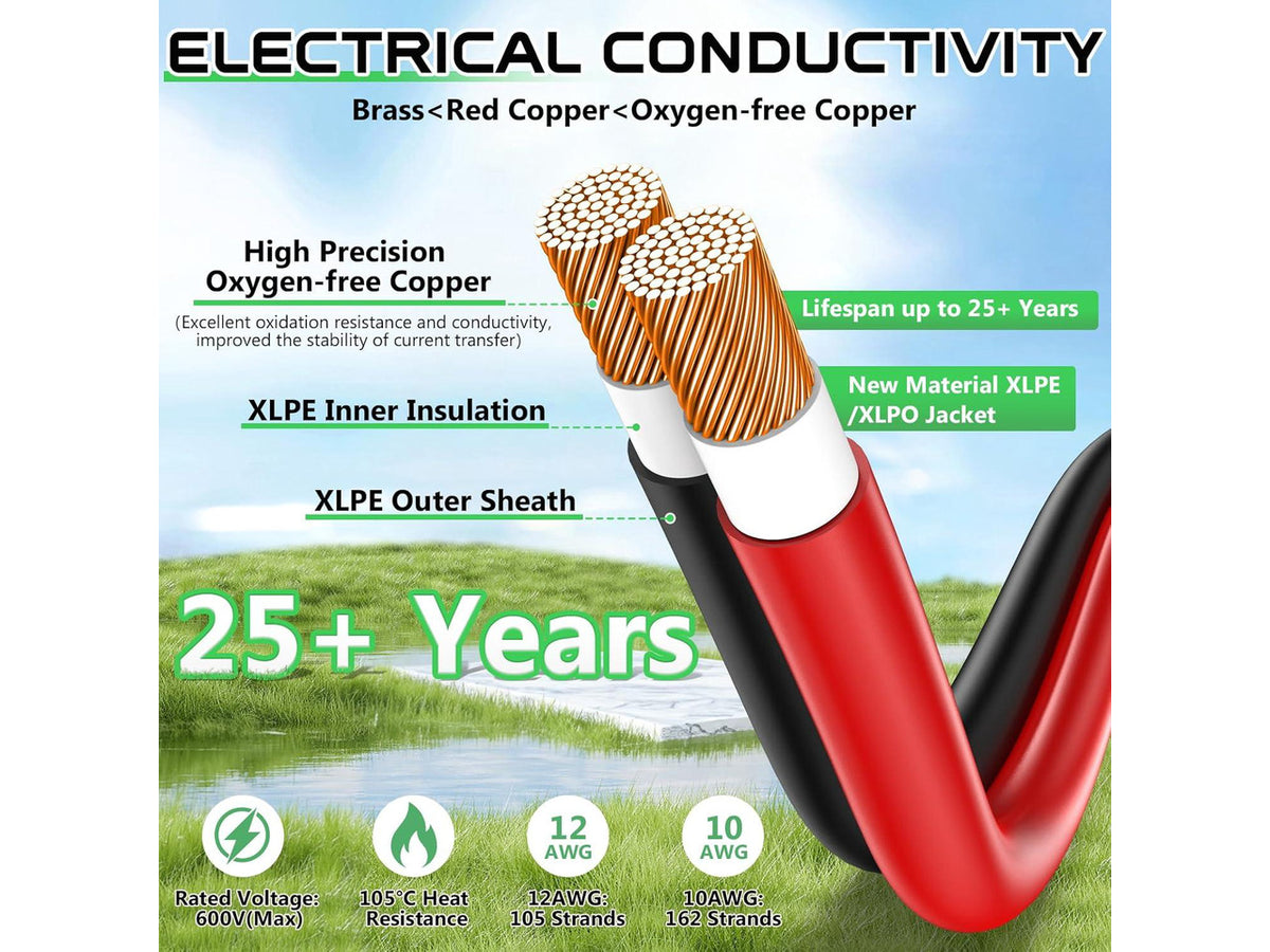 10AWG 30FT Solar to XT60 Cable, XT60 Solar Charging Extension Adapter for RV Portable Power Station