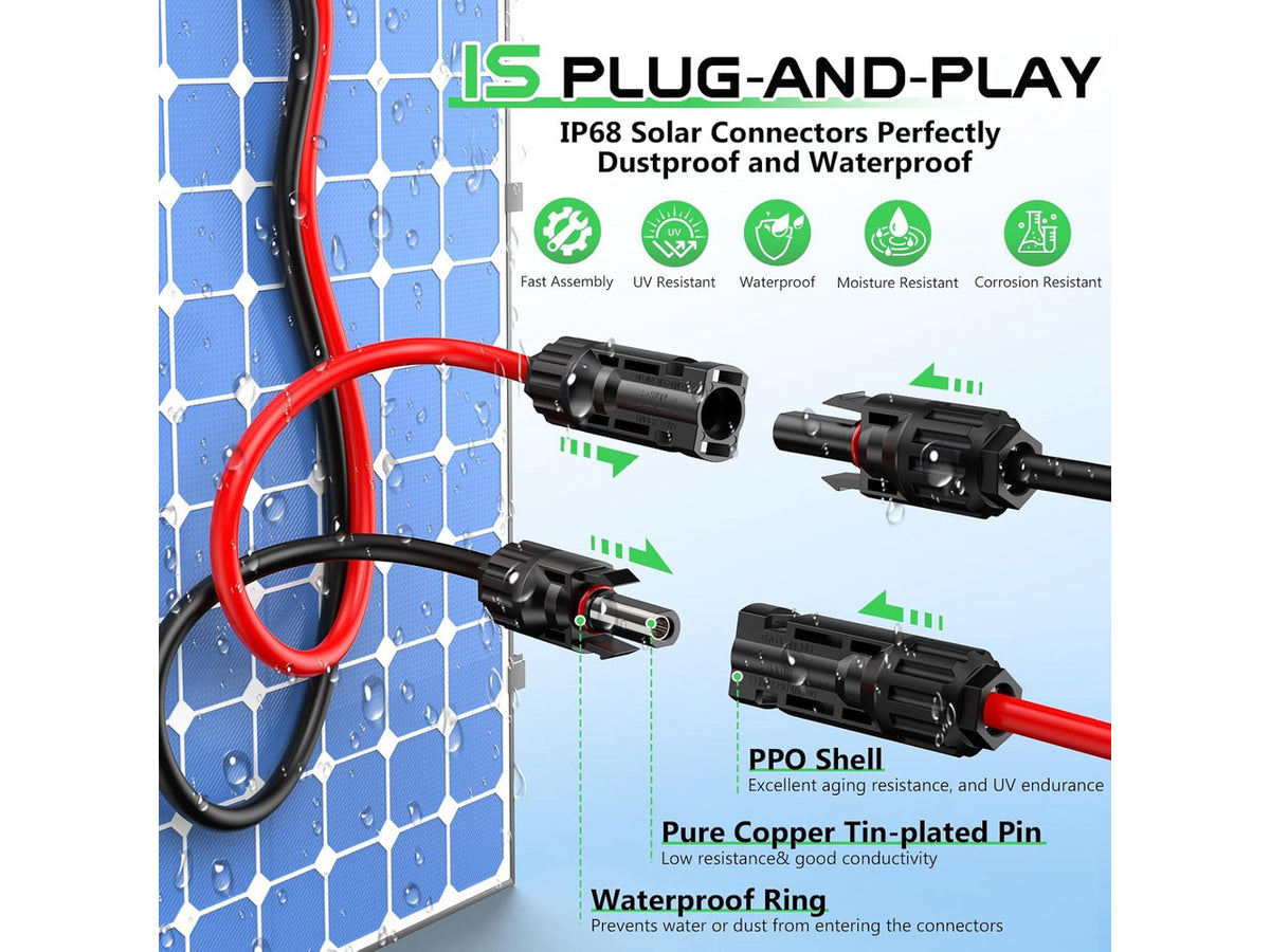 10AWG 30FT Solar to XT60 Cable, XT60 Solar Charging Extension Adapter for RV Portable Power Station