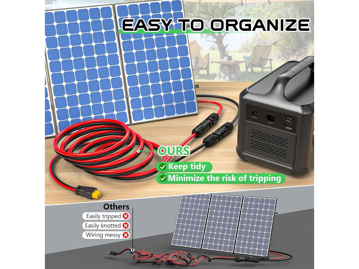 10AWG 30FT Solar to XT60 Cable, XT60 Solar Charging Extension Adapter for RV Portable Power Station